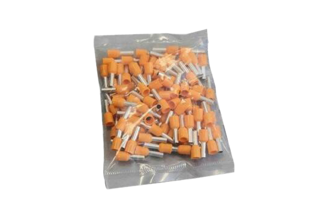Wire Ferrules, E series, 4mm2, Orange, 100 pack